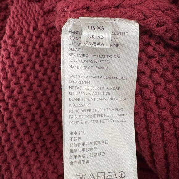 Free People Dream Cable Knit Crewneck Sweater Cabernet Burgundy Red Size XS - Picture 6 of 9